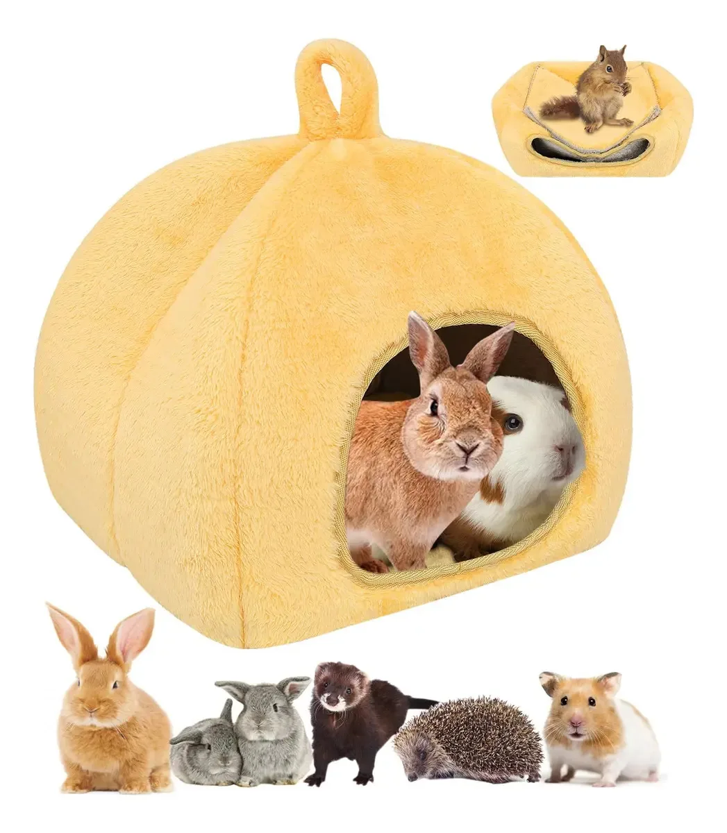 Cama aconchegante para cobaias e hamsters amarela