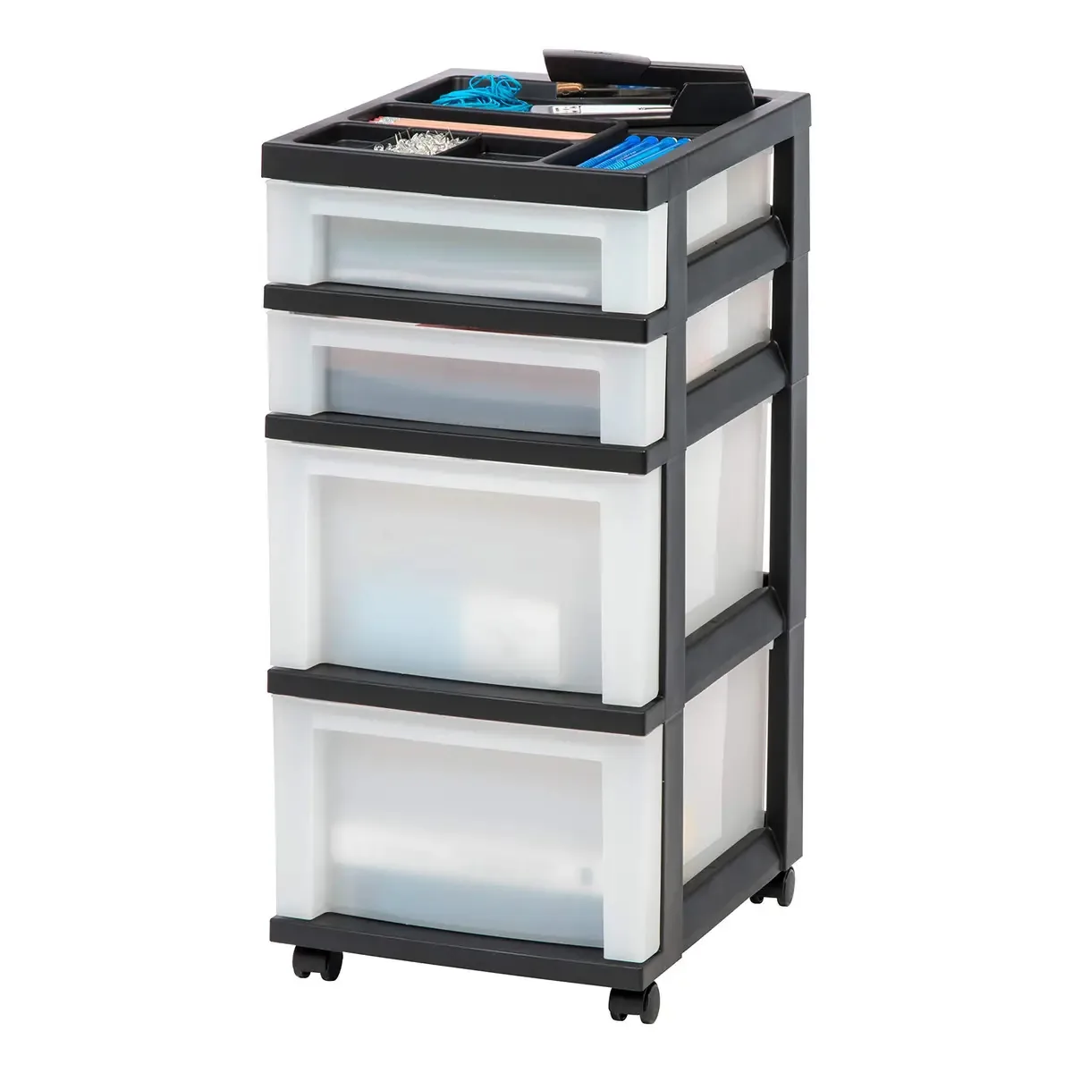 Organizadores e armazenamento de plástico Iris USA, carrinho de armazenamento com rodas para materiais de sala de aula, organizador de armazenamento para materiais de arte, organizador de gaveta...