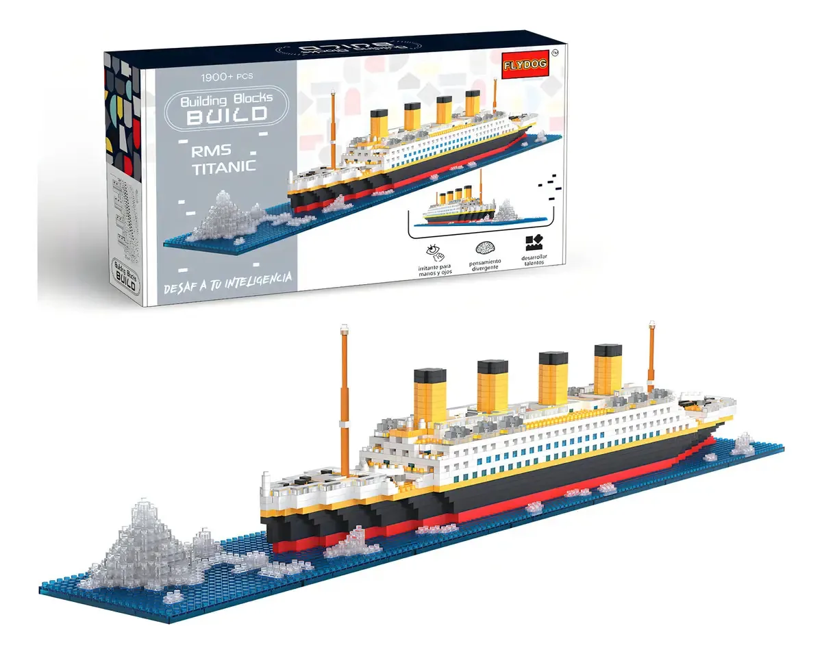 Blocos de construção Flydog Titanic, brinquedo de presente de Natal, 1900 grânulos, arquitetura clássica, brinquedos colecionáveis