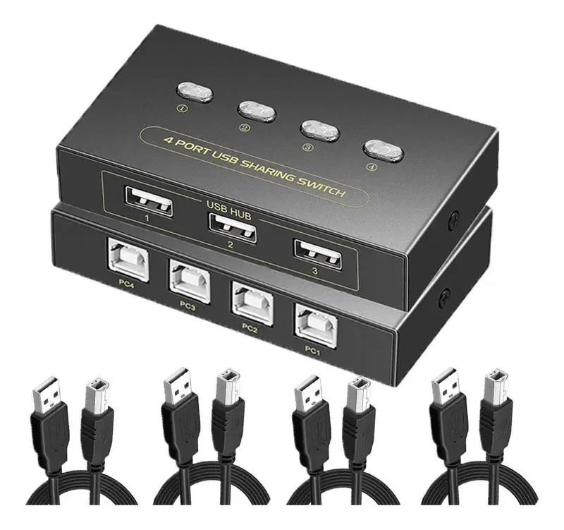 Impressora USB Switch Kvm Switch 4 entradas e 3 saídas
