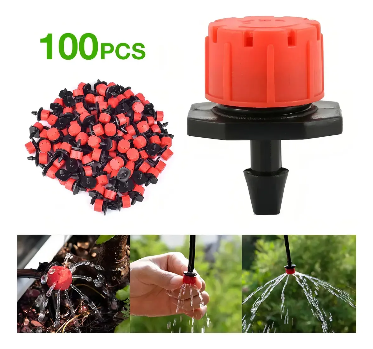 100 peças de gotejadores de irrigação por gotejamento para gotejamento de jardim, 8 hoje