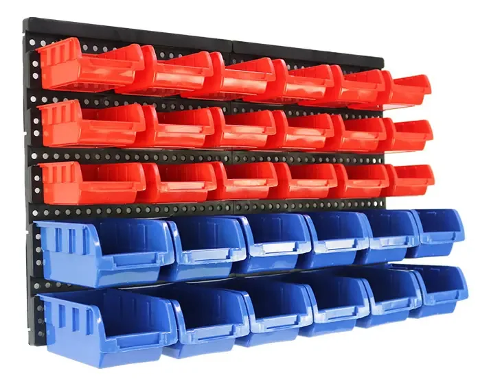 Caixa organizadora de ferramentas de plástico vermelho+azul, 30 unidades