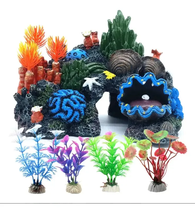 Decoração de plantas, aquário, aquário e recife de coral, 5 unidades