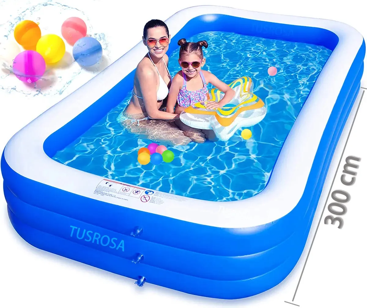 Piscina inflável Grandes piscinas retangulares infláveis de 300 cm + 5 balões de água Não há verão sem você Brinquedos de piscina para crianças Jardim ao ar livre Jogos