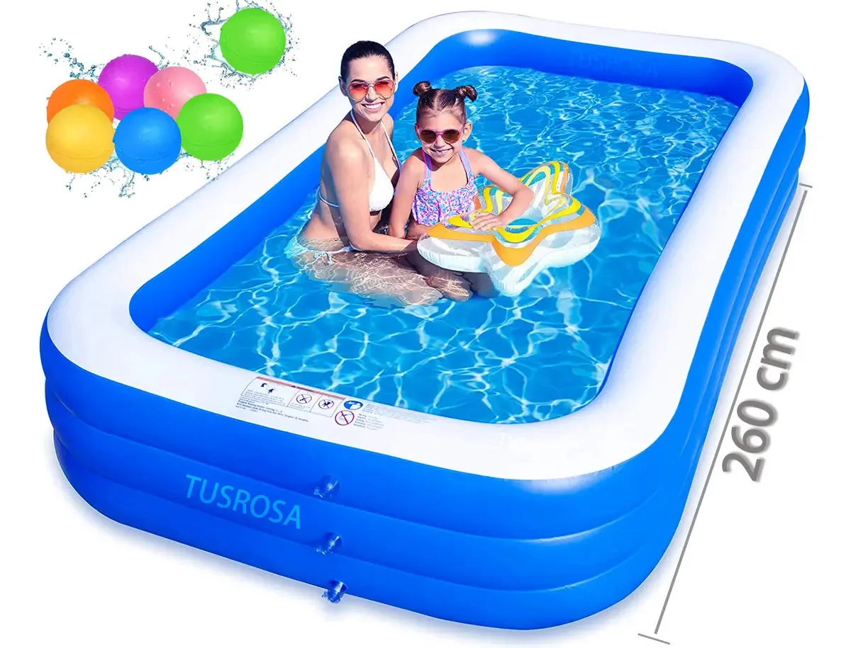 Piscina inflável Grandes piscinas retangulares infláveis de 260 cm + 5 balões de água