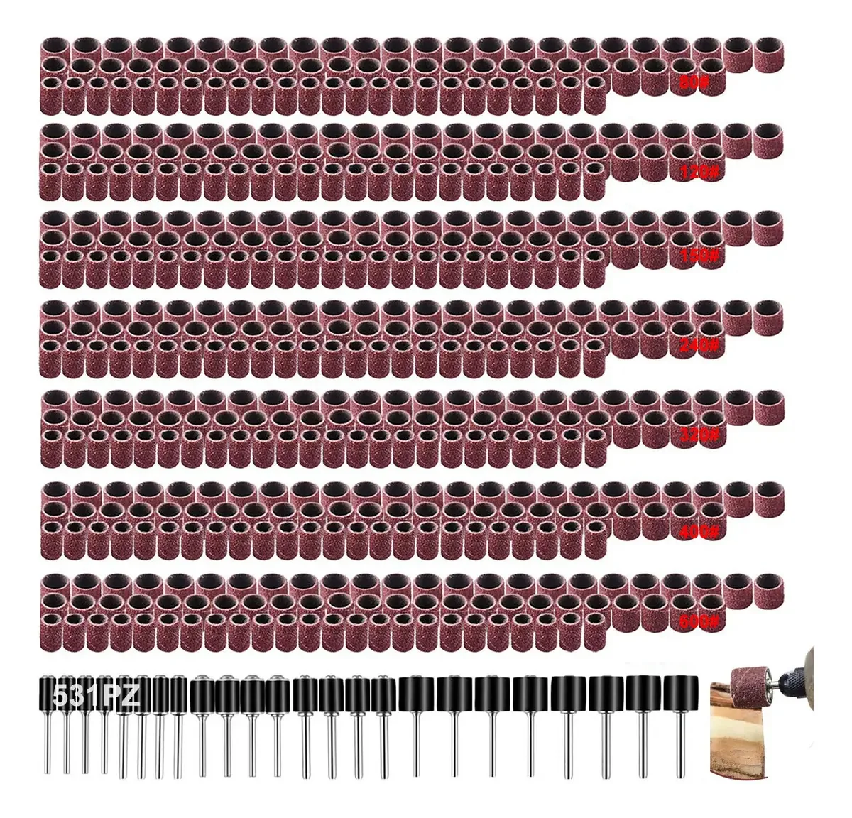 Kit de lixa Mototool Drill Drum, pacote 531