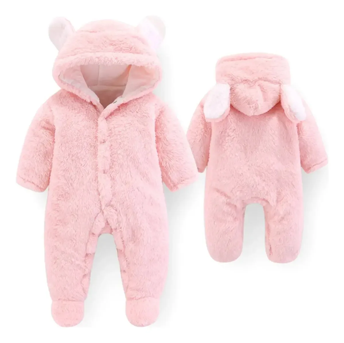 Macacão de bebê com chapéu, roupas quentes de inverno, outono, cor rosa, design de tecido, listras, tamanho 6 M