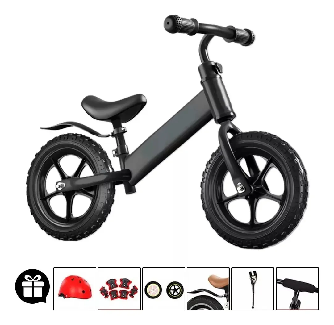 Treinador de bicicleta sem pedais Balance para crianças, cor preta