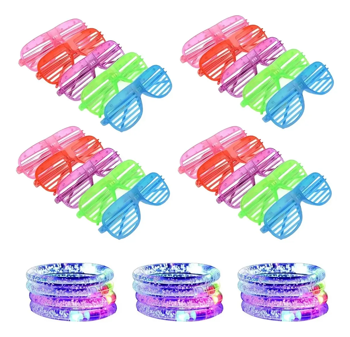 Festa de 40 festas com lentes de brilho de néon e luzes LED