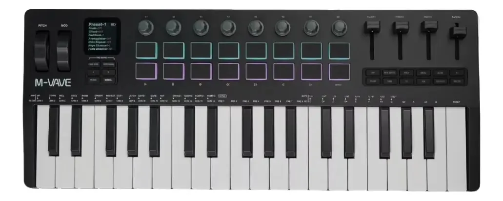 Controlador Midi M-vave Smk-37 Pro Com 16 Almofadas Cor SMK-37 Preto