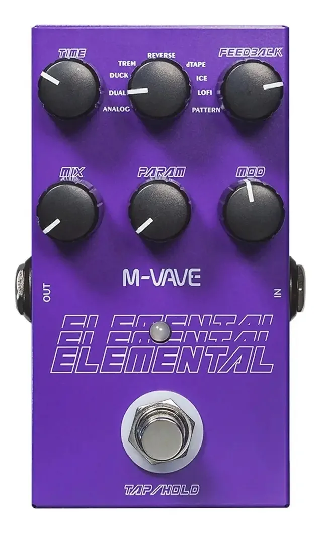 Pedal de Atraso M-Vave Elemental para Guitarra Elétrica com 9 Efeitos e Tap Tempo