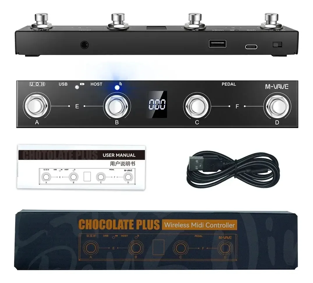 Controlador Midi Inalâmbrico Bluetooth M-vave Chocolate Plus