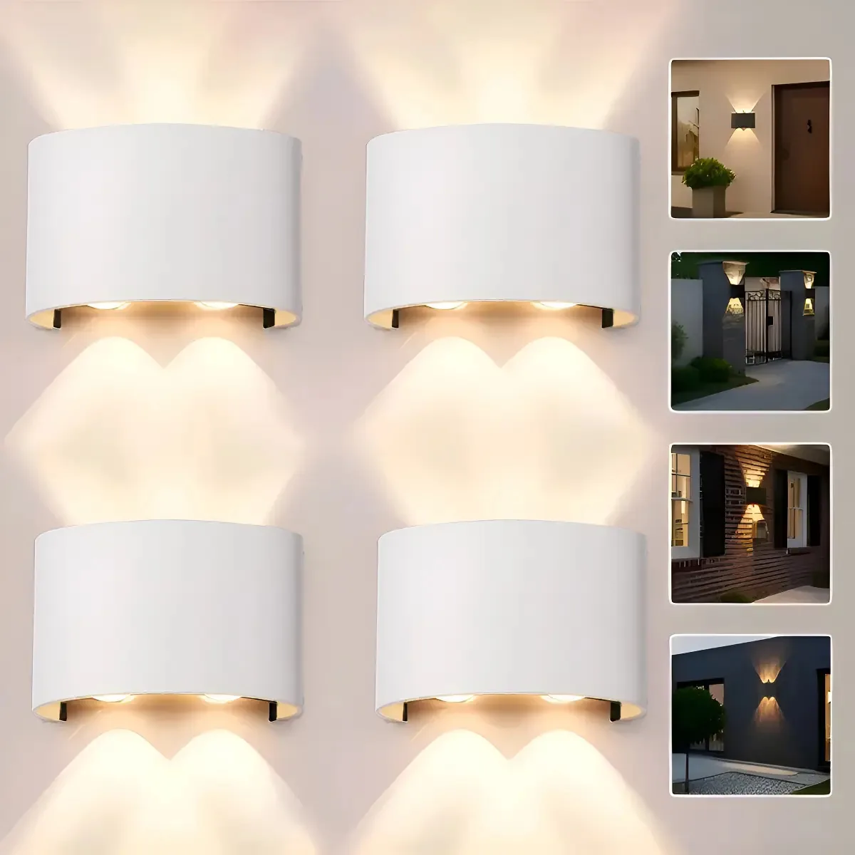 Lâmpada de parede Time4buy®, 2 lâmpadas de parede LED, iluminação interna externa, parede moderna, à prova d'água IP65, para varanda, escada, corredor (luz branca quente)