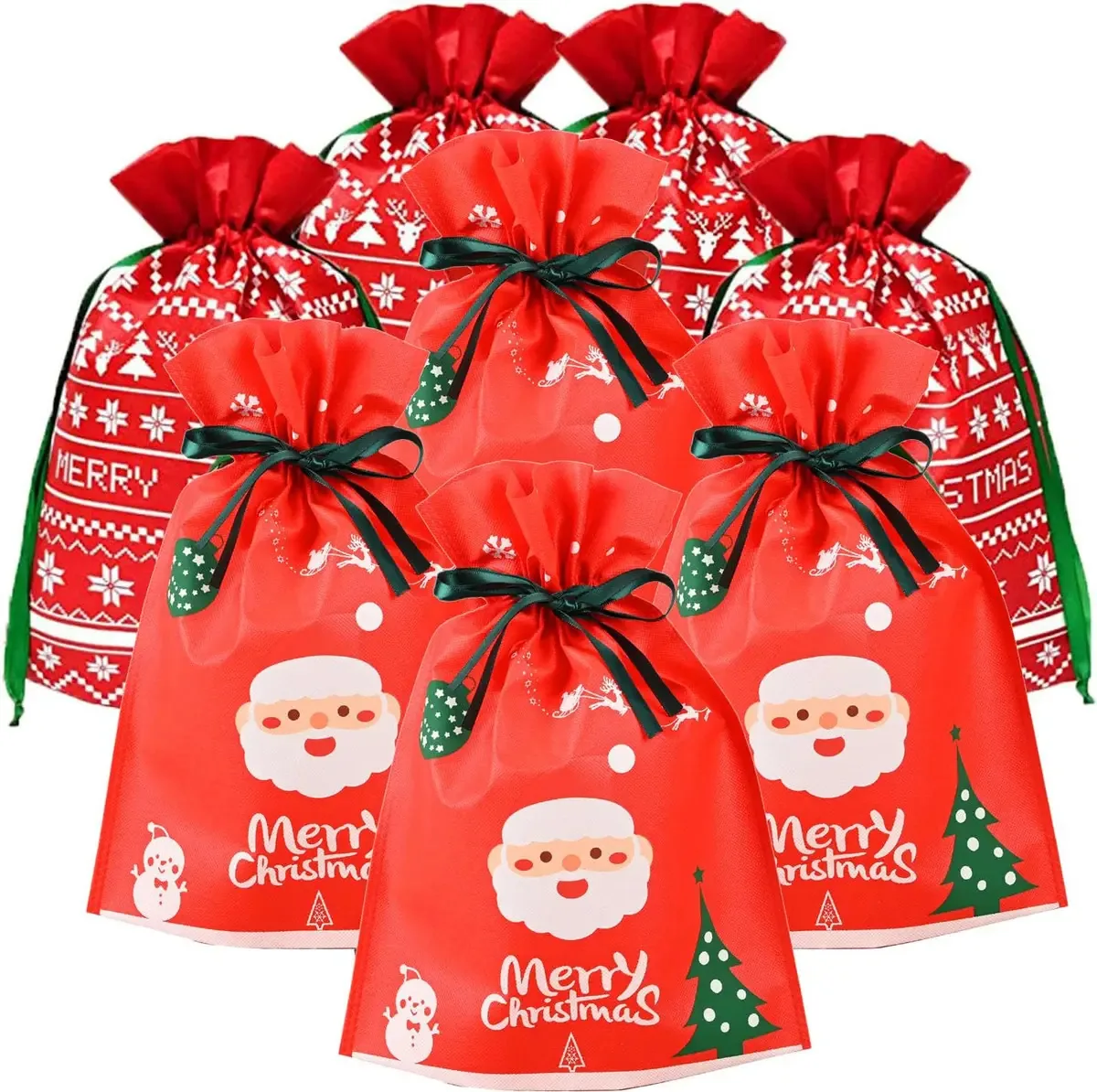 Sacos De Natal Reutilizáveis Para Doces 8pcs