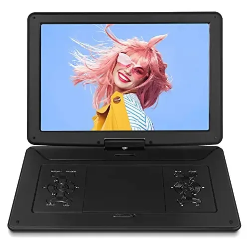 Leitor De DVD Portátil De 18 Polegadas Com Tela Giratória HD Grande De 15.6 Polegadas, Bateria Recarregável De 6 A 7 Horas, Compatível Com USB/SD, Múltiplos Formatos De Disco E Sincronização De