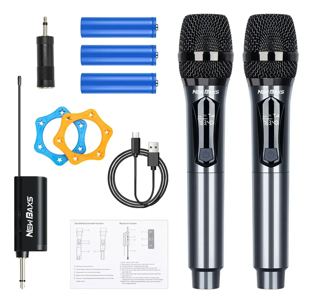 Microfones e receptor sem fio Newbas Su602, com bateria