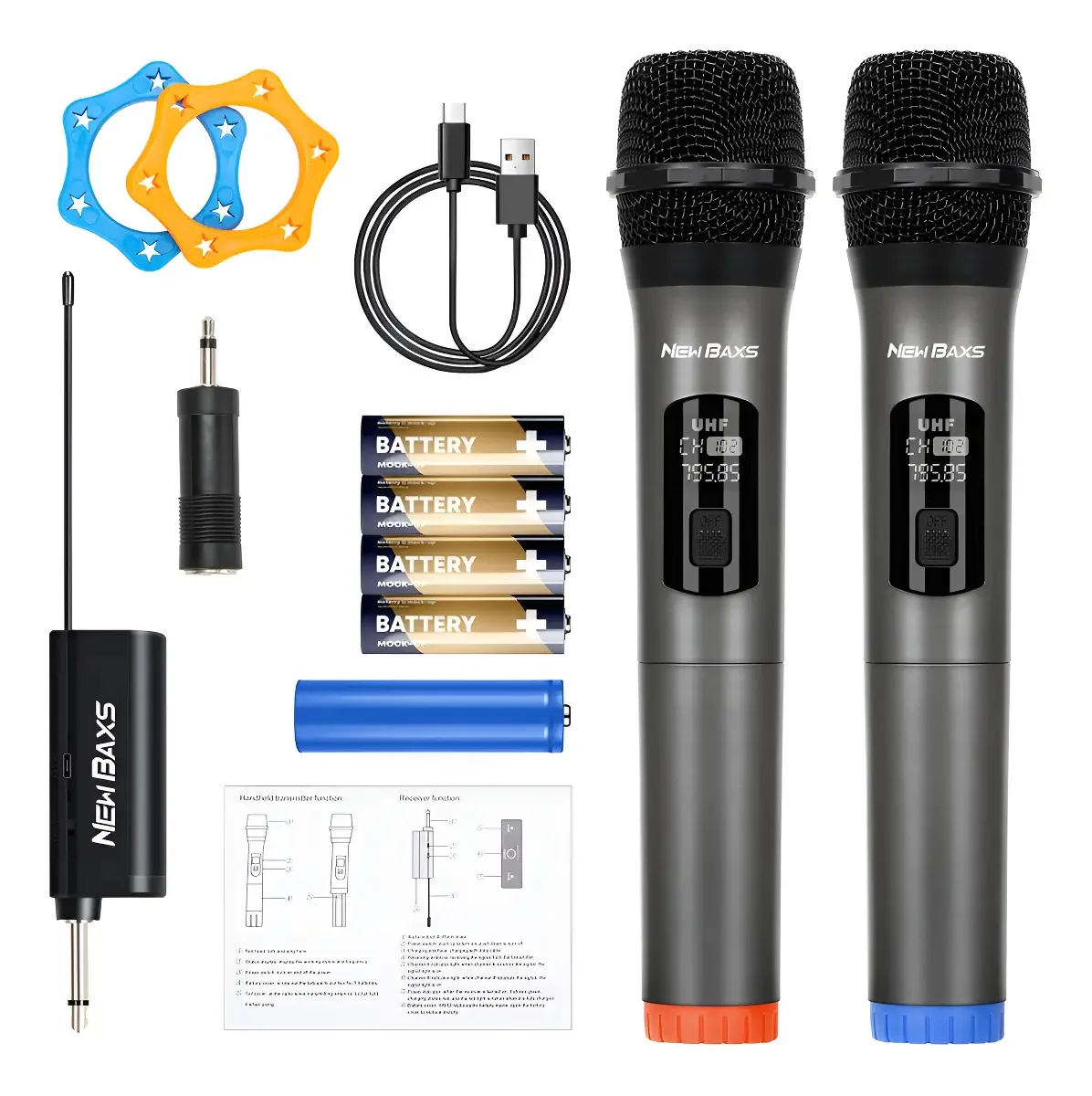 Microfone e receptor sem fio universais Newbaxs V802