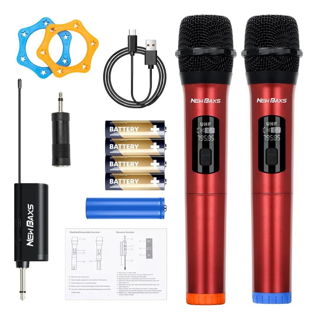Microfone e receptor sem fio universais, cor preta