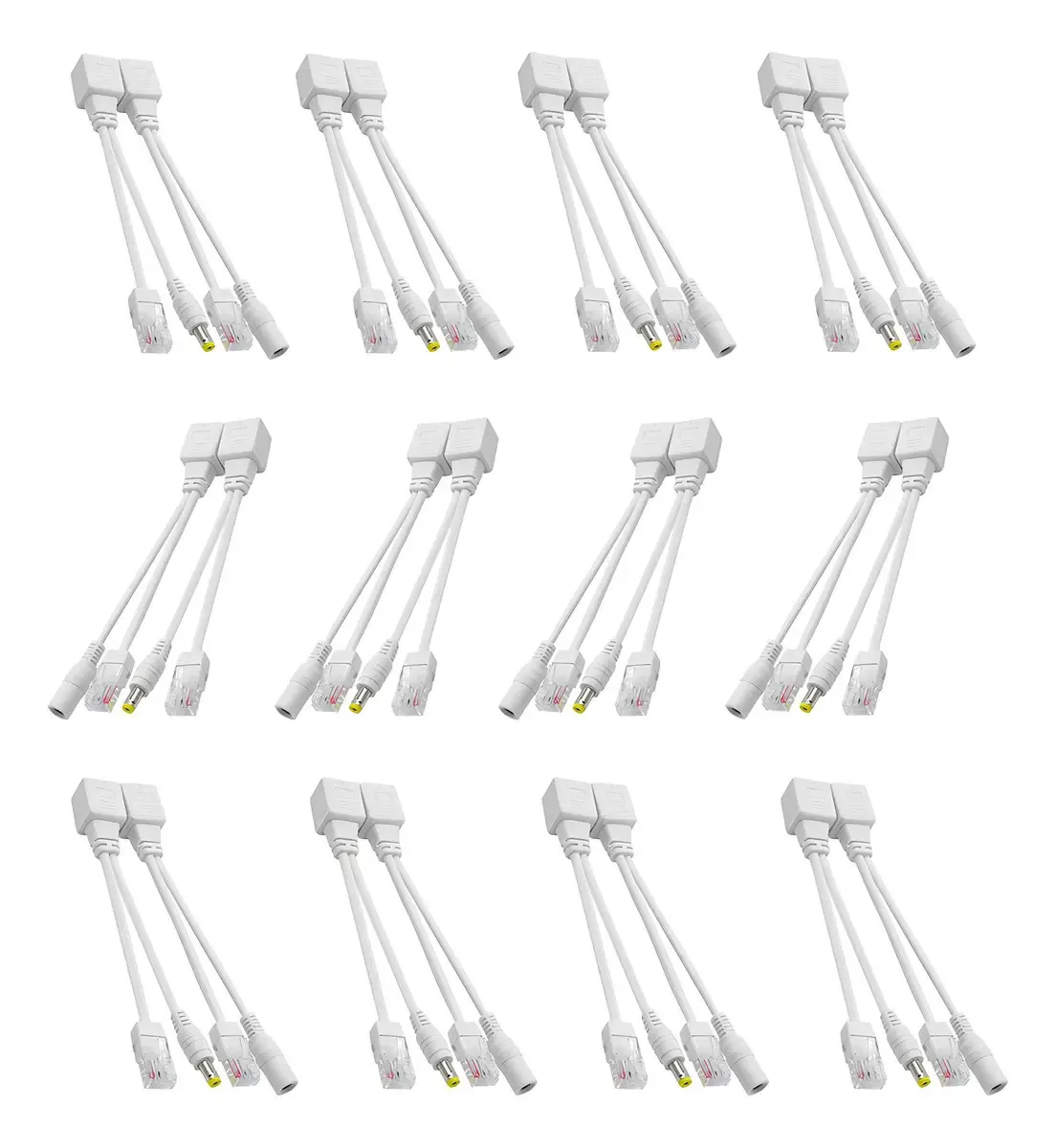 12 pares de cabos adaptadores Rj45 Poe para câmera IP
