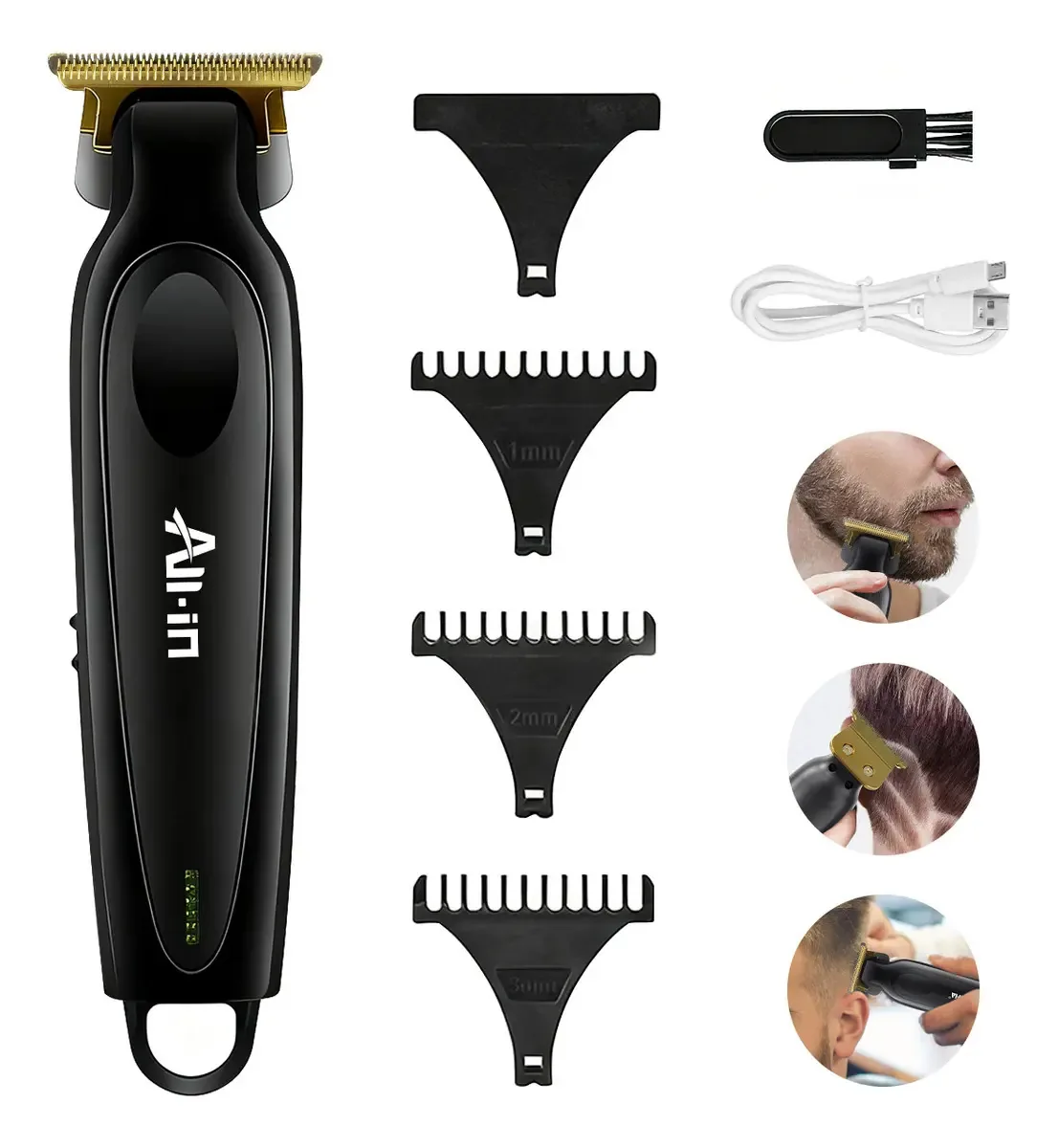Máquina de cortar cabelo profissional Máquina de cortar cabelo sem fio para homens Aparador de cabelo recarregável para uso doméstico
