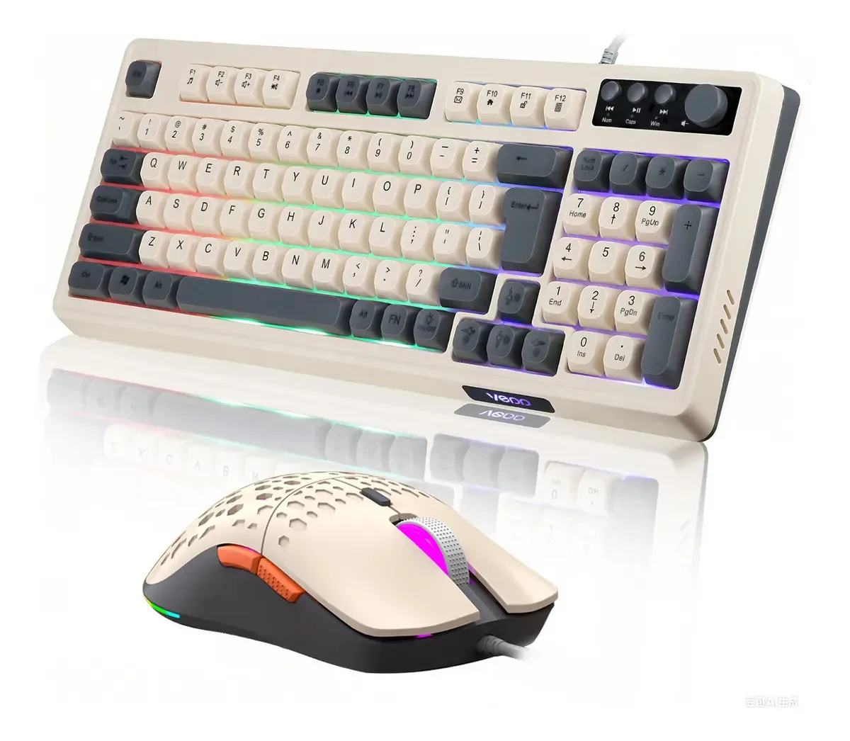 Kits gratuitos de teclado e mouse em espanhol Wolf T96 Rgb com tela