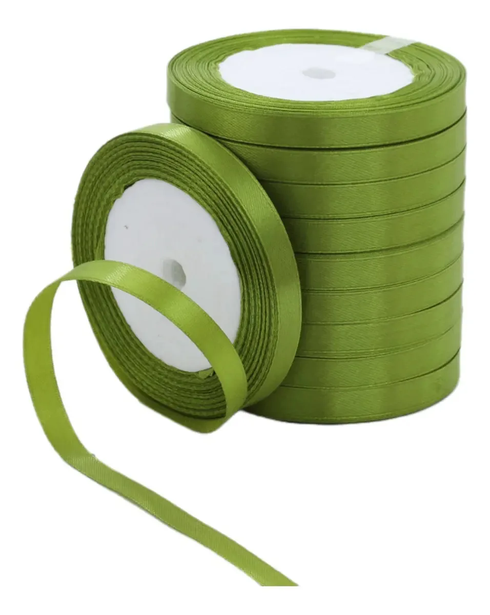 10 rolos de fita decorativos de 1 cm, total de 228 m de verde militar
