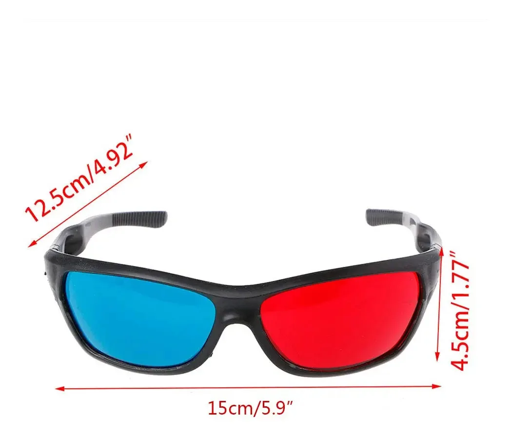 Óculos 3D com moldura branca, vermelha e azul anáglifo para videogames, óculos 3D