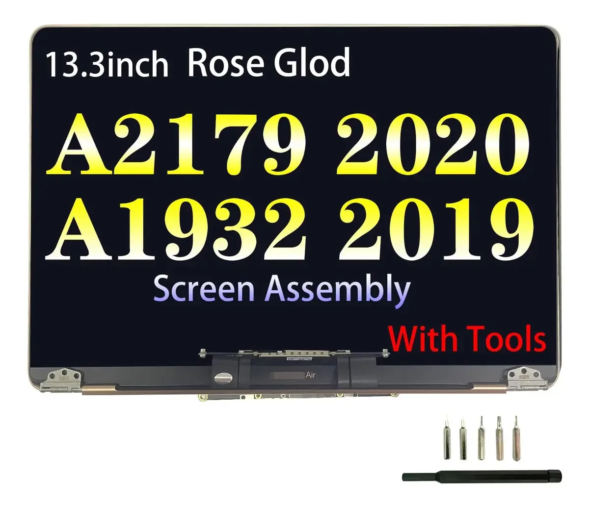 Areiliya - Tela de Reposição Para Macbook Air De 13.3 Polegadas, A2179, 2020, Ano, A1932, 2019, Ano Retina, Tela Lcd Completa, 2560 X 1600, Emc 3302 Emc 3184 (rosa Dourado)