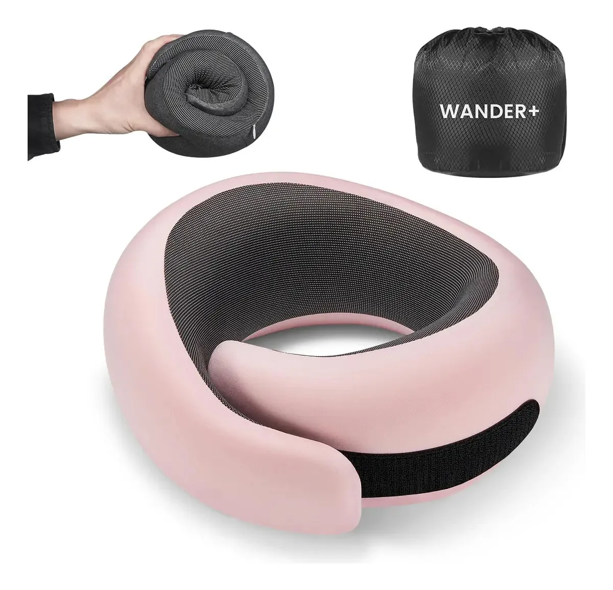 Almofada de viagem autêntica Wander Plus®, almofada Cue. Cor Rosa