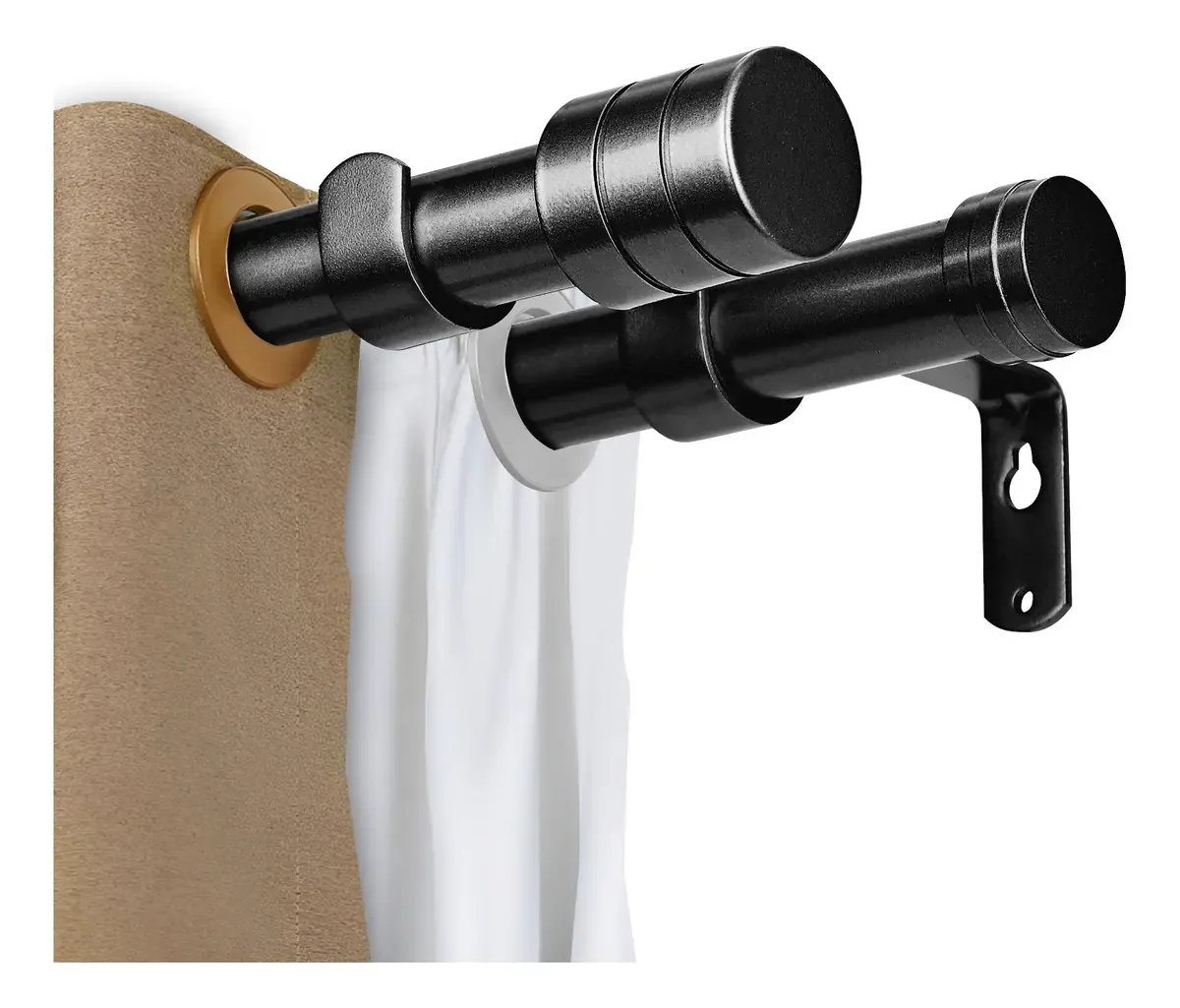 Varão duplo comprimento mínimo 80cm comprimento máximo 392cm KKLUV Cortineros Double preto