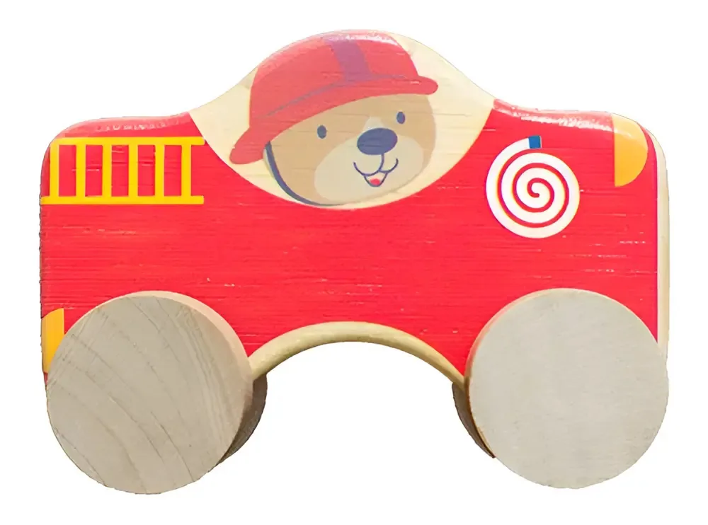 Carrinho Bombeiro Madeira Interativo BCM Brasil Brinquedo Educativo