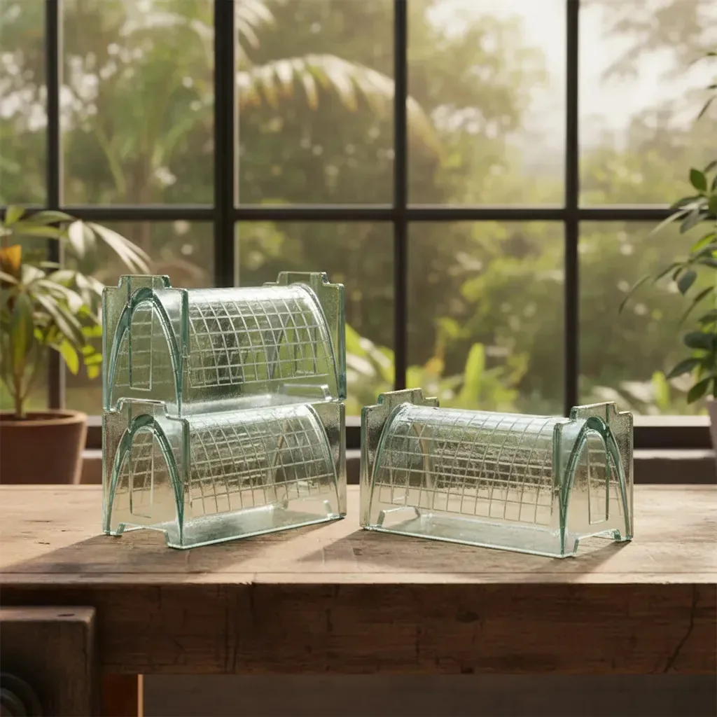 Bloco de Vidro Capela Cinza Vitral Fort 19.5x10cm Transparente Ventilado