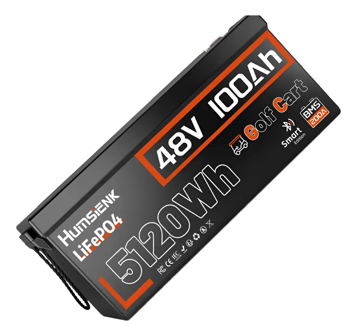 Bateria solar de lítio Lifepo4 Bms 200a para carrinho de golfe 48v 100ah