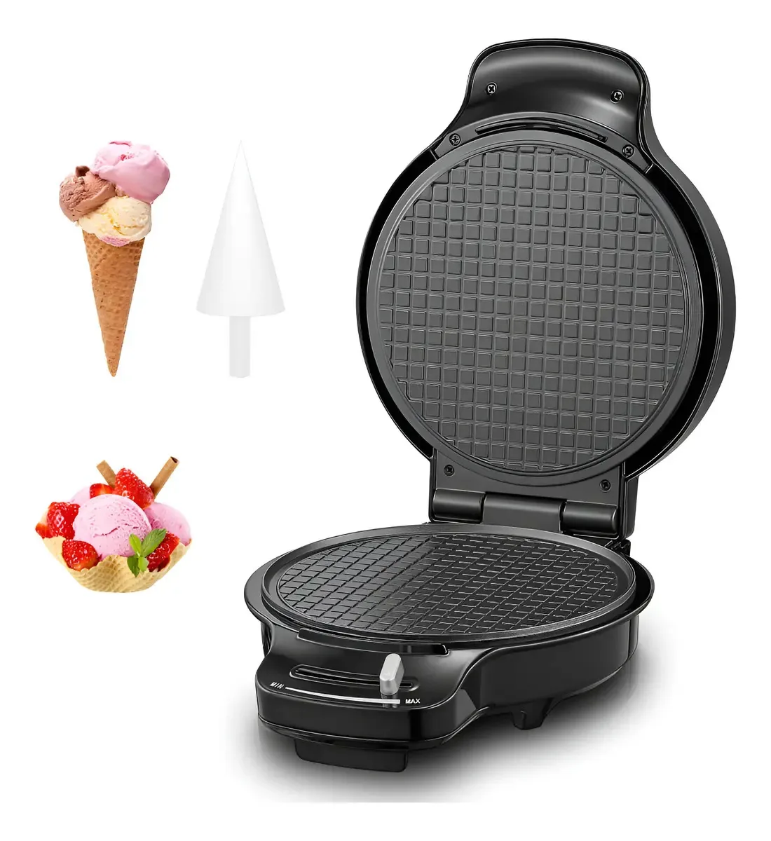 7.5 Máquina de fazer casquinhas de waffle e taças de sorvete