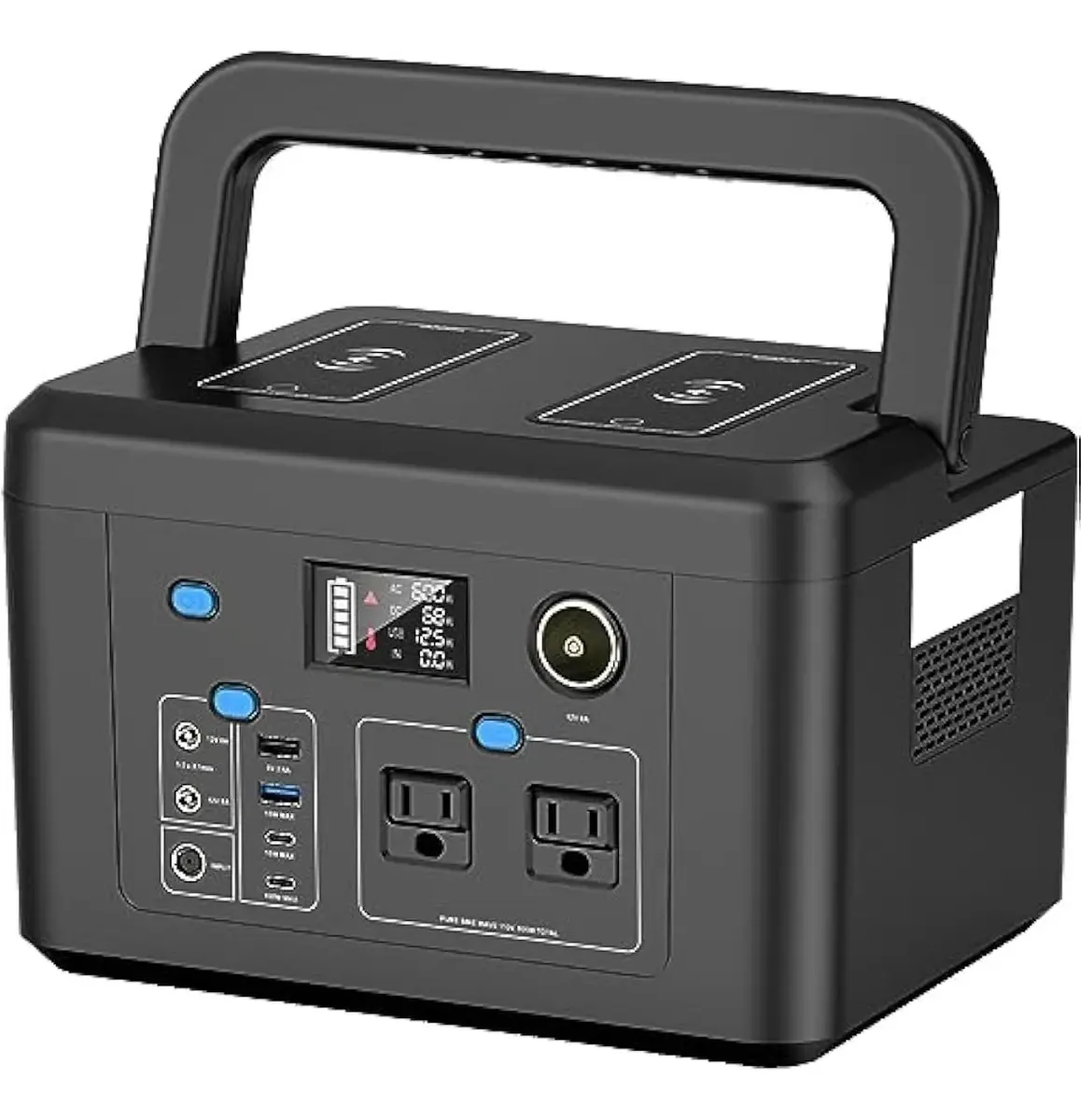 Estação de energia portátil de 600W, bateria de backup P