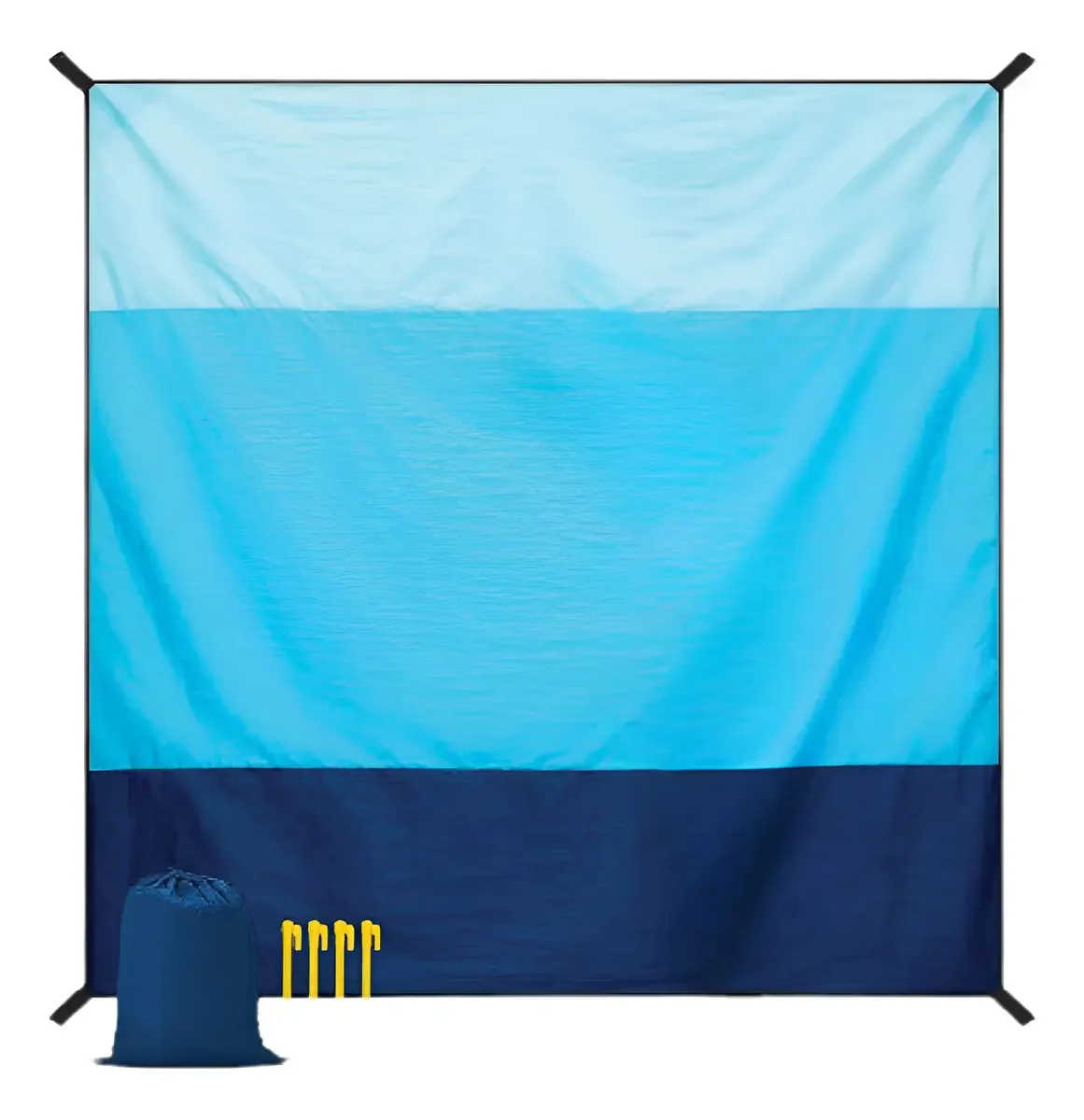 Tela de praia impermeável ultraleve com bolsa compacta azul clara