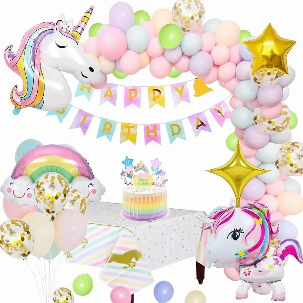 Decoração de aniversário de unicórnio | Suprimentos de decoração
