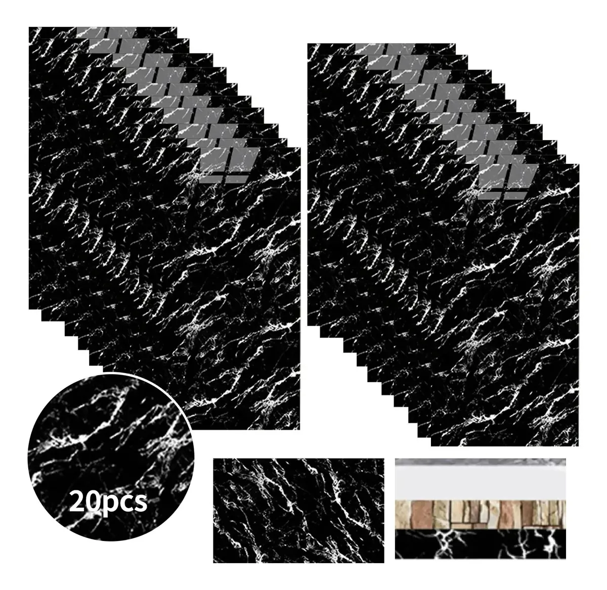 20 peças de painéis de parede decorativos de PVC autoadesivos 30x60cm