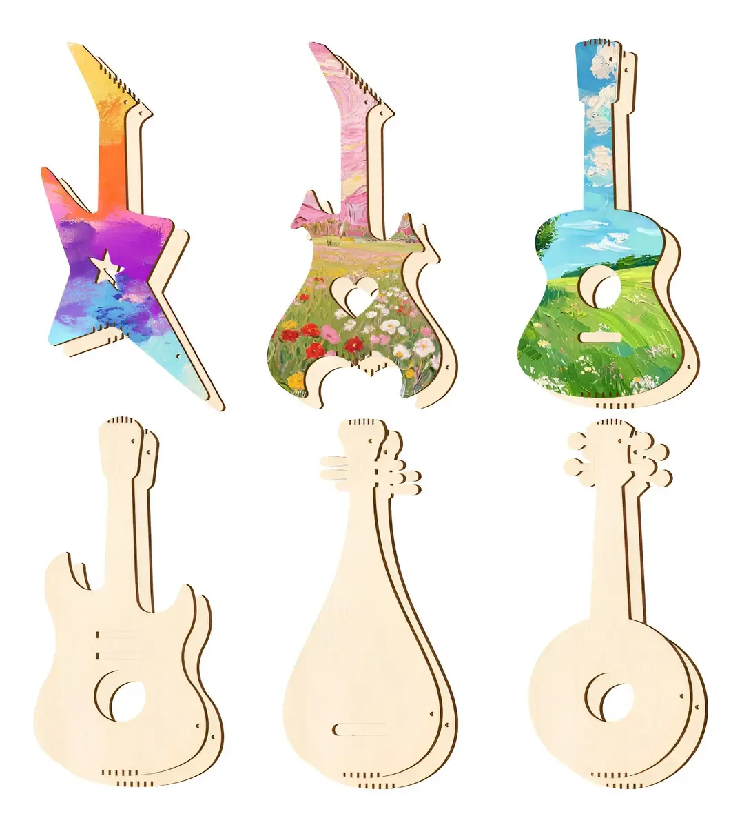 Inknote 12 peças de instrumentos musicais de madeira sem chá