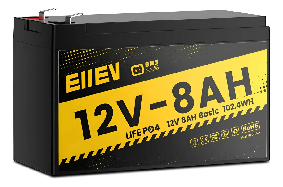 Bateria De Lítio Eiiev 12v 8ah Lifepo4 4000+ Ciclos Com Bms