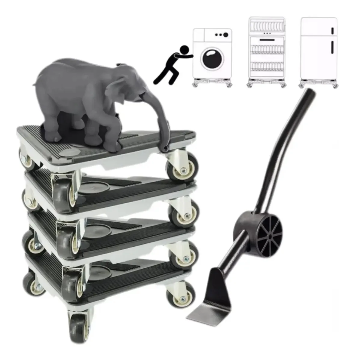 Ferramenta de elevação com rodas para mover móveis pesados