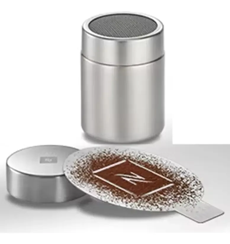 Estêncil e pó de metal cinza Nespresso