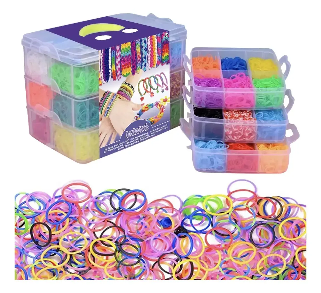 Kit Loom Band, gomas, conjunto colorido, armadura, pulseiras, pingentes