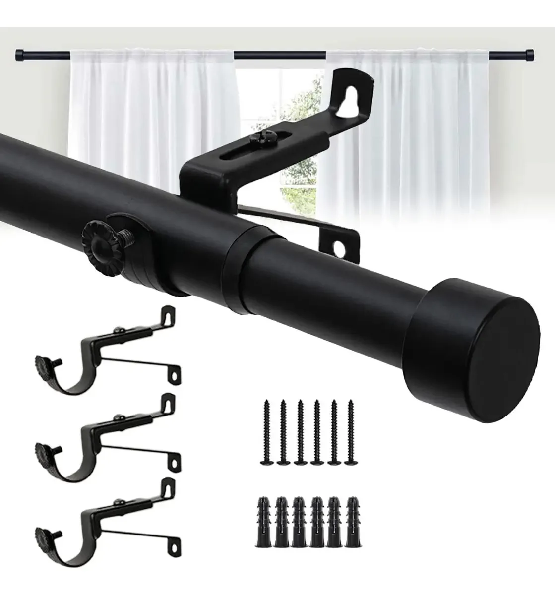 Varão extensível comprimento mínimo 80cm comprimento máximo 3.6m BSD WKT-01 preto