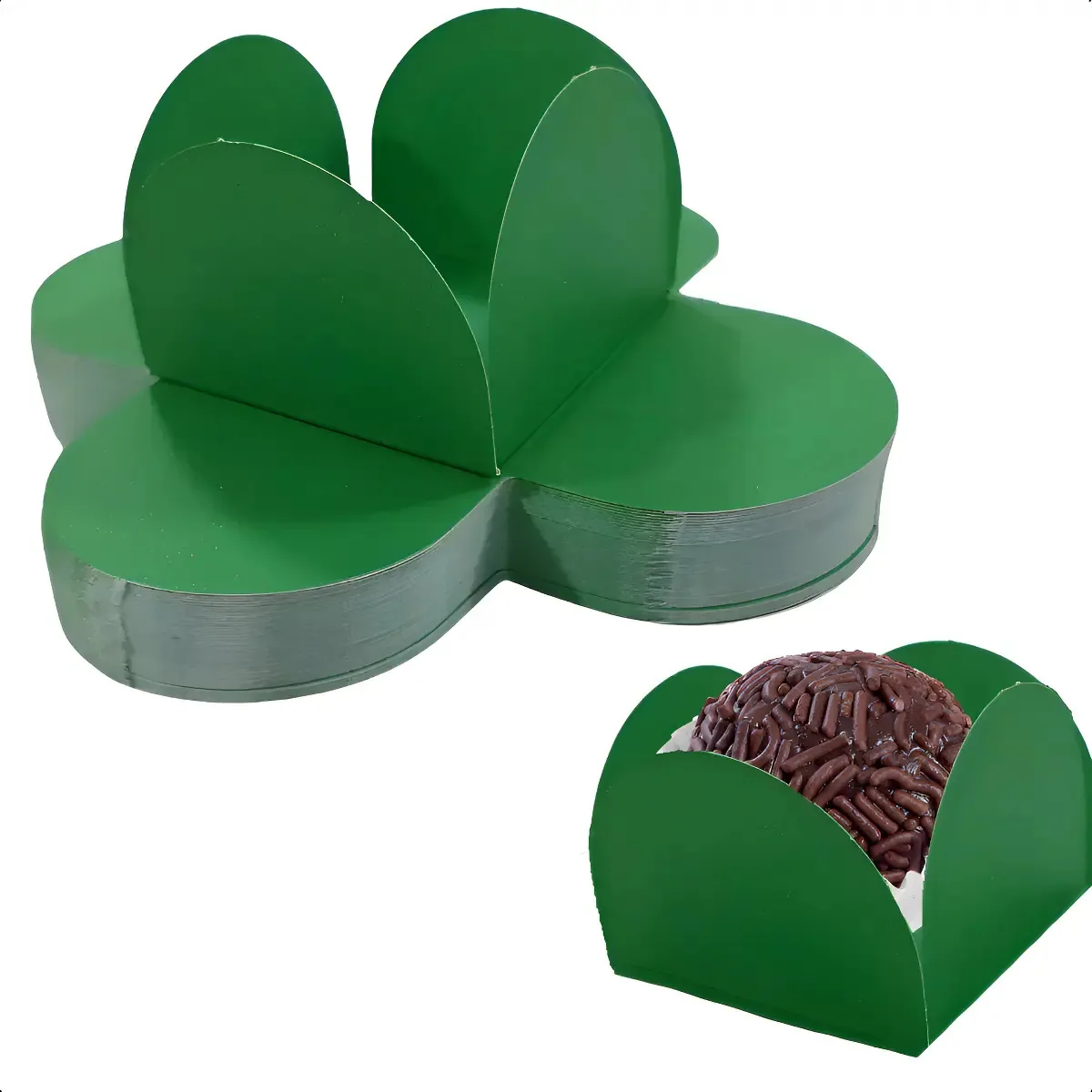 Kit de Forminhas 4 Pétalas para Doces e Festas Cor Verde