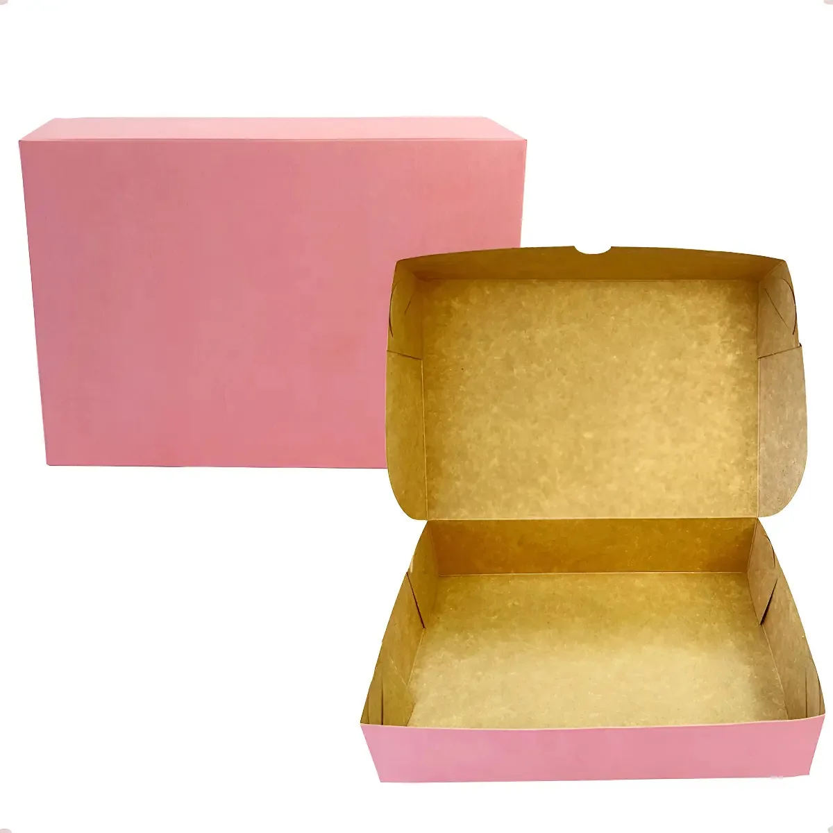 20 Caixas De Presente Retangular Com Papel De Seda 21x15x5cm Cor Rosa