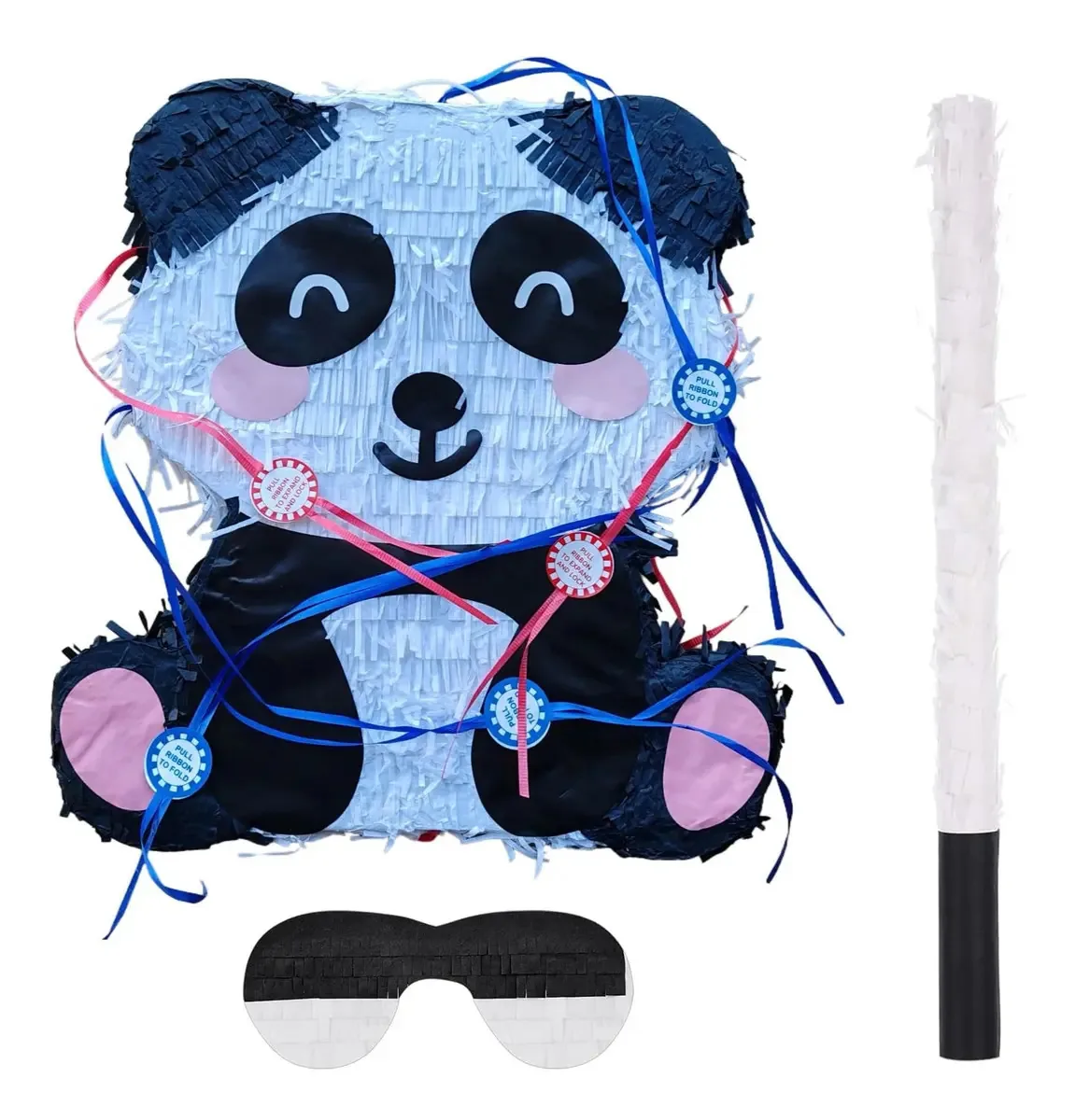 Piñatas de festa de aniversário de panda feitas à mão em preto e branco