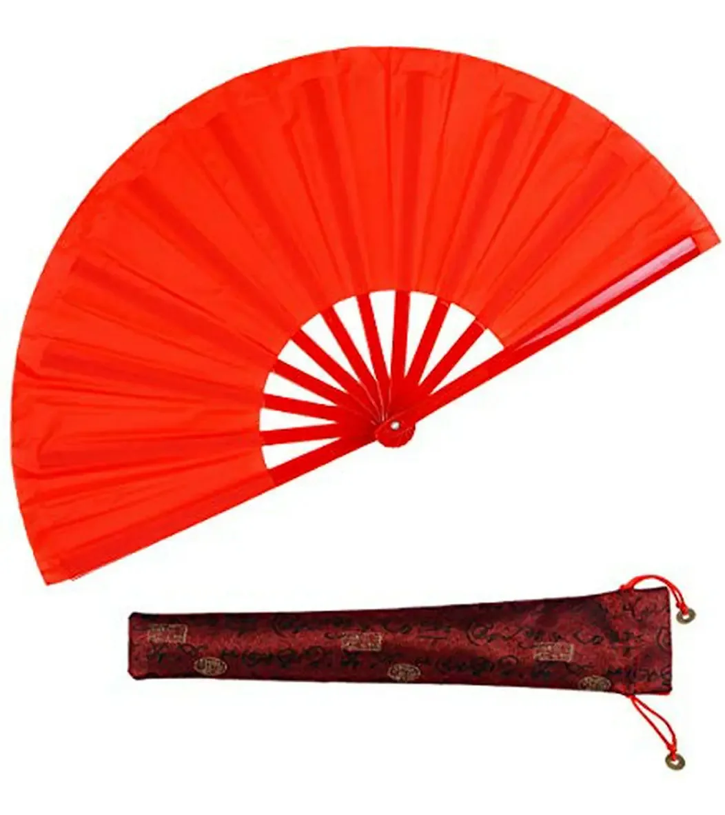 Grande ventilador chinês dobrável - vermelho