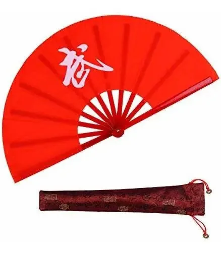 Ventilador dobrável vermelho grande Ventilador manual chinês Kung Fu T