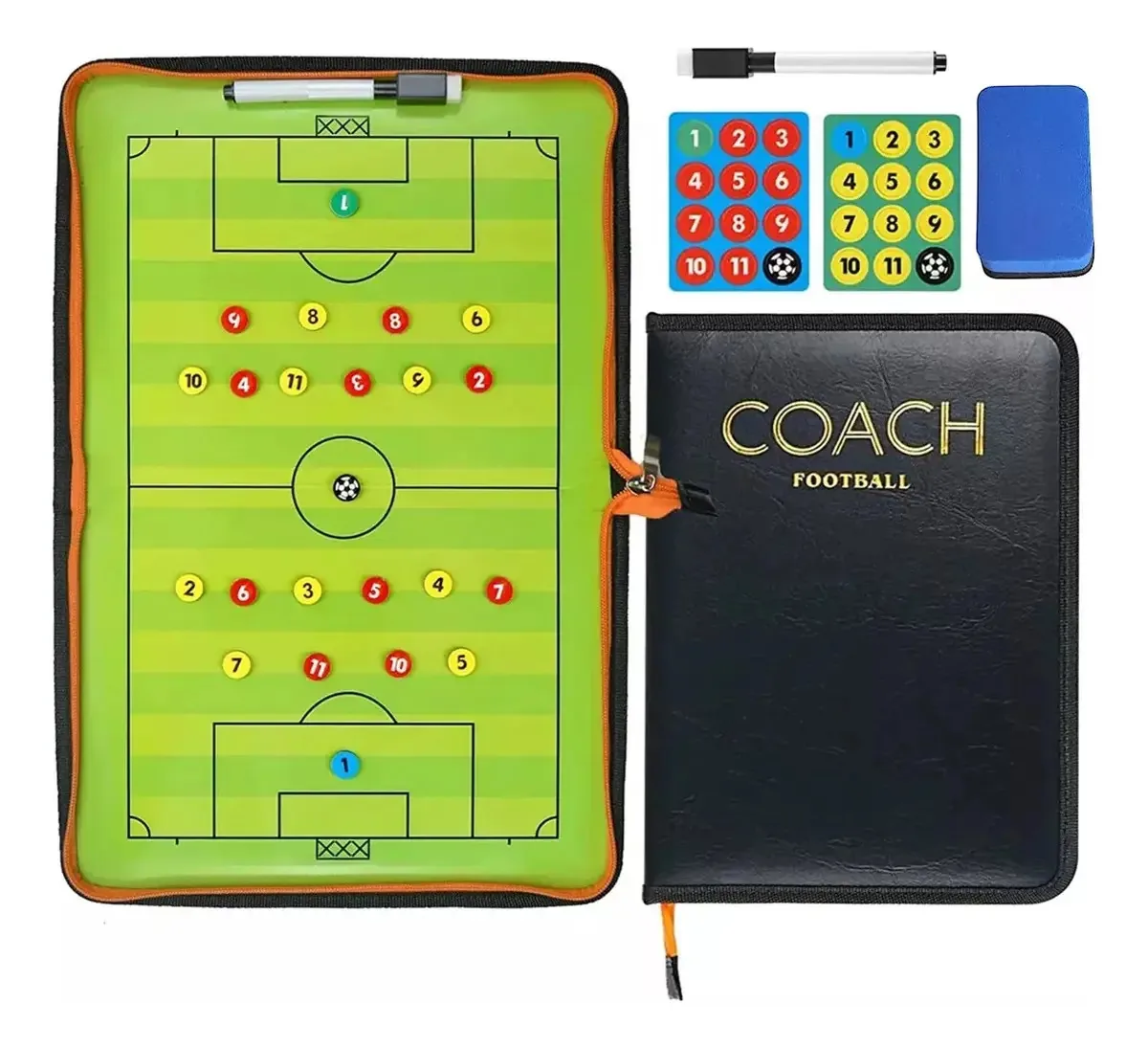 Placa tática magnética dobrável para treinadores de futebol